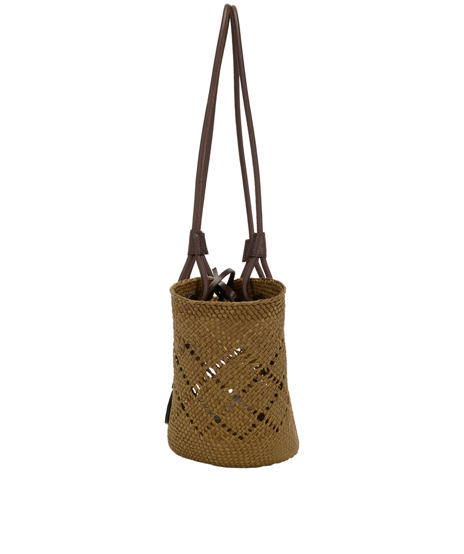 Small Anagram Basket Bag, &pound;495, Handbags, Khaki, Raffia, Bottom view